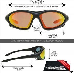img 3 attached to Регулируемые сменные зеркальные очки с оранжевыми линзами и съемной поролоновой подушкой для безопасности мотоцикла - Bikershades