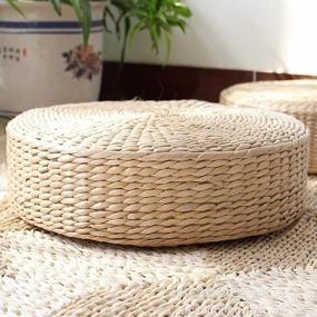 img 3 attached to Japanese Tatami Floor Pillow - Alapaste Woven Straw Cushion For Meditation, Yoga And Floor Seating, Round Pouf Tatami Mat With Breathable Design (A4)