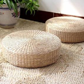 img 1 attached to Japanese Tatami Floor Pillow - Alapaste Woven Straw Cushion For Meditation, Yoga And Floor Seating, Round Pouf Tatami Mat With Breathable Design (A4)