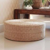 japanese tatami floor pillow - alapaste woven straw cushion for meditation, yoga and floor seating, round pouf tatami mat with breathable design (a4) logo