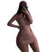 xllais women's long sleeve cotton bodycon dress with zipper high neck fitness mini dresses logo