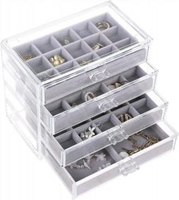 img 4 attached to Misaya Large Acrylic Earring Jewelry Organizer With 4 Drawers - Perfect Birthday & Christmas Gift!