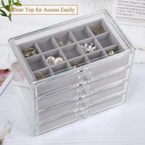 img 2 attached to Misaya Large Acrylic Earring Jewelry Organizer With 4 Drawers - Perfect Birthday & Christmas Gift!