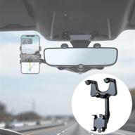 2022 universal car phone holder: retractable & rotatable rearview mirror mount for most cars and phones logo