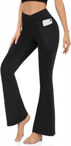 img 4 attached to YOLIX Women'S High Waisted Crossover Bootcut Yoga Pants With Pockets - Flare Leggings For Ultimate Comfort And Style