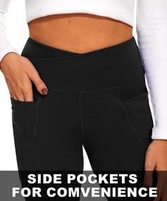img 3 attached to Женские штаны для йоги YOLIX с высокой талией и карманами — расклешенные леггинсы для максимального комфорта и стиля