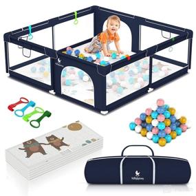 img 4 attached to Babylicious Extra Large Baby Playpen: Full Play Mat, Gate, Fence, Game Balls & Carry Bag - Indoor/Outdoor Cozy Play Yard - 72x60 Inch Play Area for Babies and Toddlers