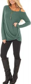 img 1 attached to Casual Tunic Tops For Women - Twist Knot Front And Cold Shoulder Styling With Long Sleeves By AELSON