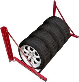 img 1 attached to 🚴 ROBLOCK Folding Tire Wheel Storage Rack: Wall Mount Multi-Tire Rack for Garage Storage (32"-48") x 22" x 22", Red