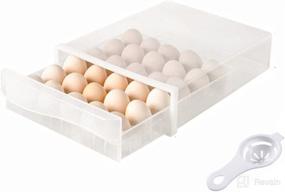 img 4 attached to 🥚 HappyBeeYo 30 Grid Egg Holder for Refrigerator - Fresh Egg Storage Box, Fridge Drawer Type Container Case