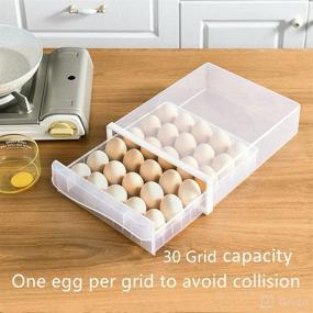 img 2 attached to 🥚 HappyBeeYo 30 Grid Egg Holder for Refrigerator - Fresh Egg Storage Box, Fridge Drawer Type Container Case