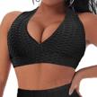 seasum women's textured sports bras for medium-impact support during yoga, gym workouts, and crop tops logo