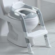 potty training seat boys girls - toddlers toilet ladder chair step stool (gray/white) logo