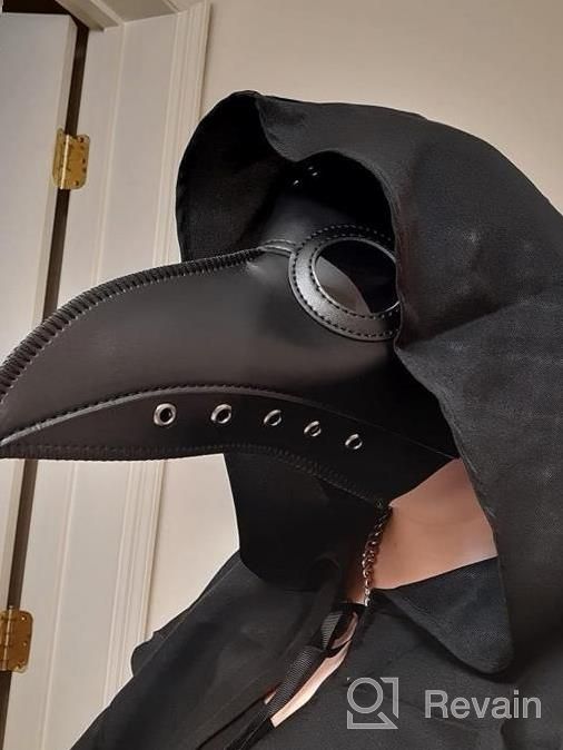 img 1 attached to Steampunk Plague Doctor Mask - Authentic PU Leather Gothic Cosplay With Long Nose Bird Beak review by Derrick Patterson