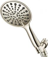 6 inch brushed nickel handheld shower head with 6 spray settings, high pressure, brass swivel ball mount and extra long flexible stainless steel hose by couradric. logo