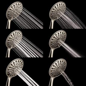 img 3 attached to 6 Inch Brushed Nickel Handheld Shower Head With 6 Spray Settings, High Pressure, Brass Swivel Ball Mount And Extra Long Flexible Stainless Steel Hose By Couradric.