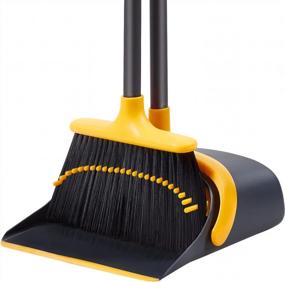 img 4 attached to Long Handle Broom And Dustpan Combo Set For Effective Indoor Floor Cleaning - Perfect For Home, Kitchen, Office And Lobby Use