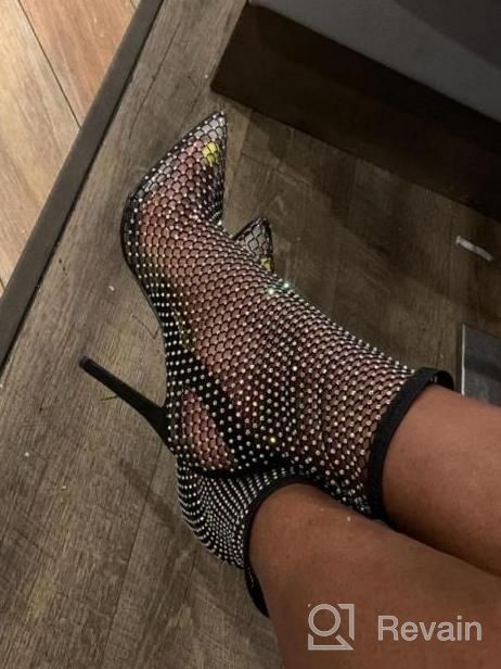 img 1 attached to Sparkling Style: LISHAN'S Rhinestone Fishnet Sandals For Women review by Mark Loebis
