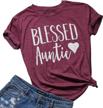 love heart print auntie shirt: women's casual t-shirt for aunt life with blessings, perfect gift tee top logo