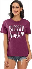 img 2 attached to Love Heart Print Auntie Shirt: Women'S Casual T-Shirt For Aunt Life With Blessings, Perfect Gift Tee Top