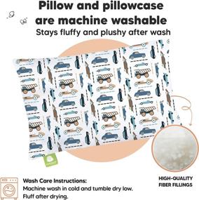 img 1 attached to Organic Cotton Toddler Pillow & Pillowcase - 13X18 My Little Dreamy Kids Sleeping, Travel & Bed Pillows (Vroom)
