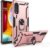 gorgcase for lg velvet (2020)/lg velvet 5g case [not for verizon lg velvet 5g uw] anti-scratch heavy duty 360° rotating ring stand protective shockproof cover(works with magnetic car mount) rose gold logo