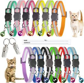 img 4 attached to 🐱 12 Pack SMXXO Cat Collars with Bells – Reflective and Breakaway Set, Adjustable Safety Kitten Collar for Male Cats – Includes 2 Name ID Tags and Pet Supplies Accessories