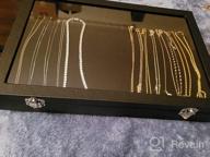img 1 attached to Hivory Necklace Organizer Tray - Necklace Storage Box With Glass Lid - Stackable Necklace Jewelry Holder Velvet Tray With 20 Hooks (Grey) review by Joseph Winfrey