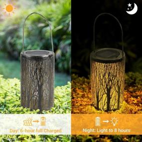img 2 attached to 2 Pack Waterproof Solar Lanterns For Outdoor Decor - Retro Metal LED Hanging Solar Lights For Garden, Patio And Christmas