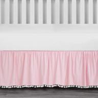 microfiber pompom crib skirt 14'' drop - baby boys girls nursery bedding toddler ruffled pink by tillyou logo