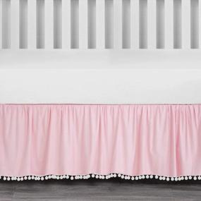 img 4 attached to Microfiber Pompom Crib Skirt 14'' Drop - Baby Boys Girls Nursery Bedding Toddler Ruffled Pink By TILLYOU