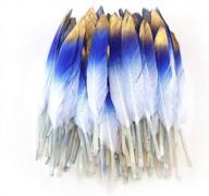 50 красочных золотых гусиных перьев для искусства и ремесел - 4-6 дюймов - идеально подходят для украшения вечеринок, аксессуаров для одежды и многого другого - королевские синие и золотые утиные перья логотип