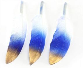 img 1 attached to 50 Colorful Gold Goose Feathers For Art And Craft - 4-6 Inches - Perfect For Party Decoration, Clothing Accessories, And More - Royal Blue And Gold Duck Feathers