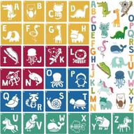 26pcs large reusable plastic animal stencils for kids with abc letters - perfect for diy crafts, painting and drawing projects for boys and girls logo