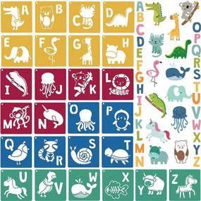 img 4 attached to 26 шт. большие многоразовые пластиковые трафареты животных для детей с буквами ABC-идеально подходят для поделок, рисования и рисования для мальчиков и девочек