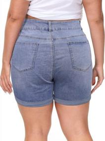 img 3 attached to Plus Size Denim Shorts - Uoohal High Waisted Folded Hem Summer Casual