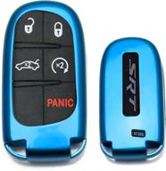 🔑 ijdmtoy glossy blue smart key fob shell cover: exact fit for charger challenger dart durango journey, grand cherokee renegade, 200 300, and more логотип