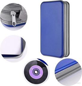 img 2 attached to 🔵 Durable and Portable LIOVODE DVD Case - Organize and Safeguard up to 96 CDs and DVDs in a Stylish Blue Wallet Holder for Car!