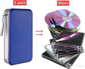 img 3 attached to 🔵 Durable and Portable LIOVODE DVD Case - Organize and Safeguard up to 96 CDs and DVDs in a Stylish Blue Wallet Holder for Car!