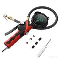 🚗 high-performance digital tire inflator: 255psi air chuck, lcd display, 0.1 resolution pressure gauge. reliable heavy duty air compressor accessories with rubber hose and quick connect coupler. perfect men's gift! логотип