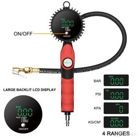 img 3 attached to 🚗 High-Performance Digital Tire Inflator: 255PSI Air Chuck, LCD Display, 0.1 Resolution Pressure Gauge. Reliable Heavy Duty Air Compressor Accessories with Rubber Hose and Quick Connect Coupler. Perfect Men's Gift!