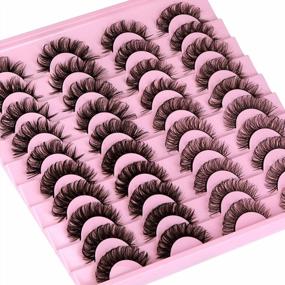 img 4 attached to Get The Perfect Look With Newcally False Eyelashes - 20 Pairs Of Mink D-Curl Strip Lashes For A Natural And Fluffy Wispy Effect