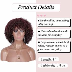 img 2 attached to Burgundy Red Afro Kinky Curly Wigs For Black Women With Hair Bangs - Premium Synthetic Full Wigs By Kalyss