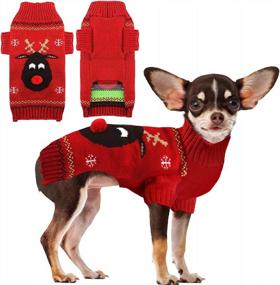 img 4 attached to XXS Red Reindeer Ugly Christmas Dog Sweater ABRRLO Pet Holiday Warm Knitwear Jumper Clothes For Small Medium Dogs