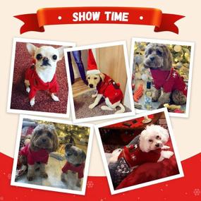 img 1 attached to XXS Red Reindeer Ugly Christmas Dog Sweater ABRRLO Pet Holiday Warm Knitwear Jumper Clothes For Small Medium Dogs