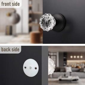 img 4 attached to Add Sparkle And Style To Your Home With KNOBWELL'S Crystal Dummy Door Knob - Matte Black Rosette And Faceted Glass Design.
