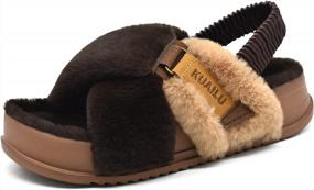 img 4 attached to Get Cozy In Style: KuaiLu Women'S Fuzzy Faux Fur Platform Slippers With Back Strap