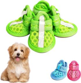 img 4 attached to SUNFURA Dog Shoes: Breathable Mesh Pet 🐾 Boots for Summer, Rugged Anti-Slip Sole, Paw Protector Sandals