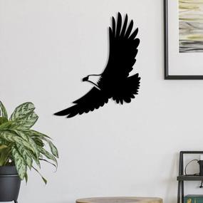 img 2 attached to Современное металлическое украшение для стен: черный настенный рисунок «Американский орел» - идеально подходит для гостиной, спальни, кухни или ванной комнаты - настенный подвес в помещении / на открытом воздухе (16,1 "х 19,7") от LaModaHome