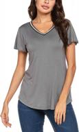 women summer tops ruffle short sleeve blouse beaded v neck tunic tee shirt s-xxl logo
